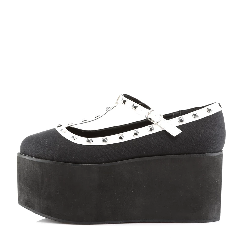 Femme Noir Blanche Chaussures Plateforme Demonia Click-07 - france OOV-6651055