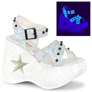 Femme Blanche Multicolore Chaussures Plateforme Demonia Dynamite-02 - france BLY-7781199