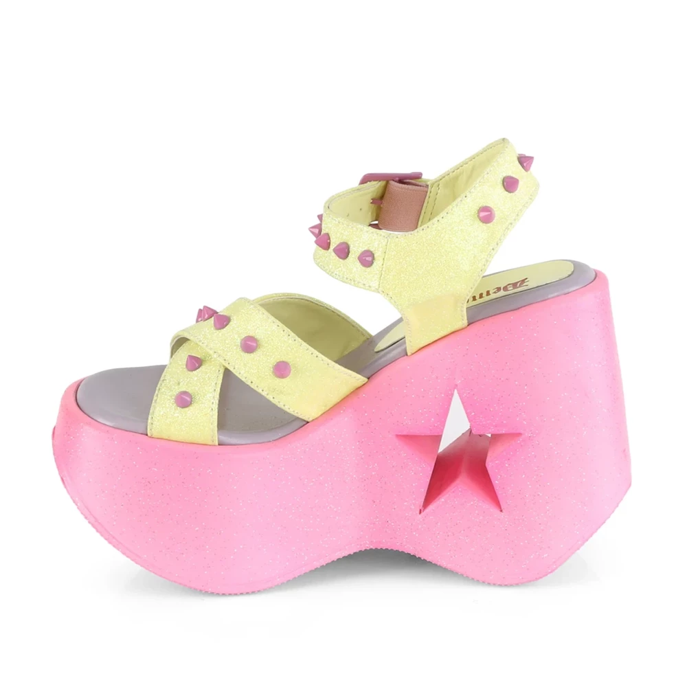 Femme Jaune Chaussures Plateforme Demonia Dynamite-02 - france BLR-0664196