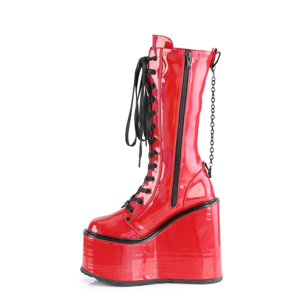 Femme Rouge Chaussures Plateforme Demonia Swing-150 - france DBD-0370765