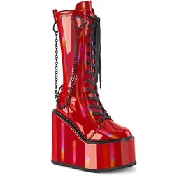 Femme Rouge Chaussures Plateforme Demonia Swing-150 - france DBD-0370765