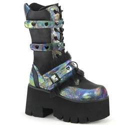 Femme Noir Vert Multicolore Chaussures Plateforme Demonia Ashes-120 - france NUO-3600456