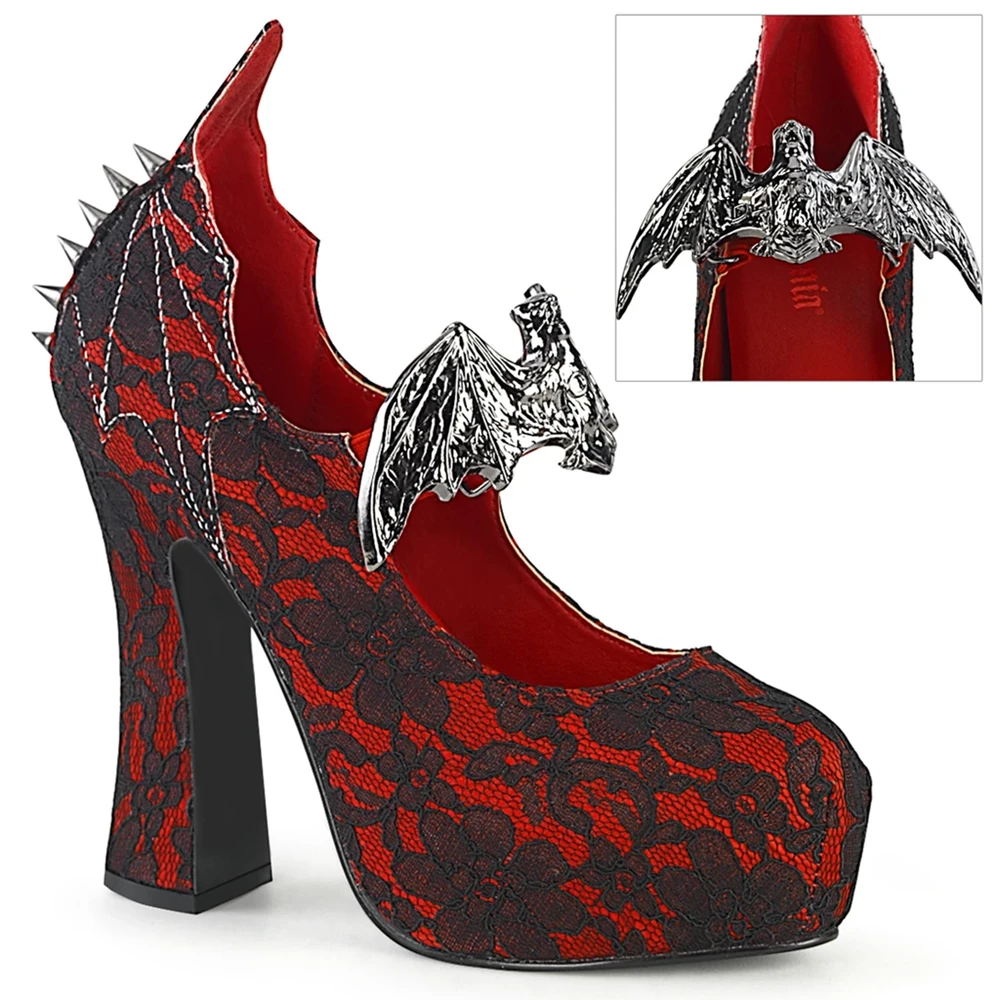 Femme Rouge Noir Escarpins Demonia Demon-18 - france NGW-0225561