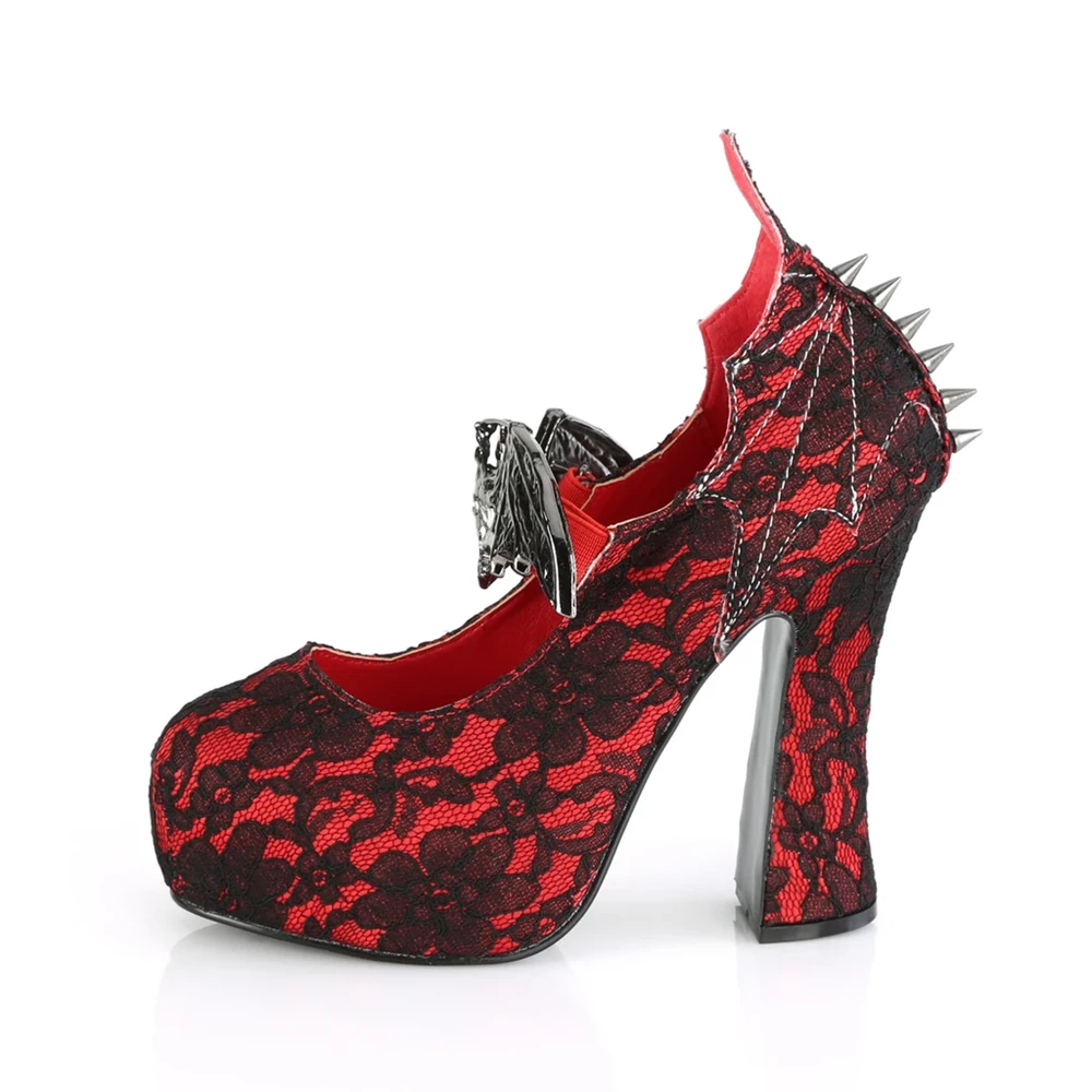 Femme Rouge Noir Escarpins Demonia Demon-18 - france NGW-0225561